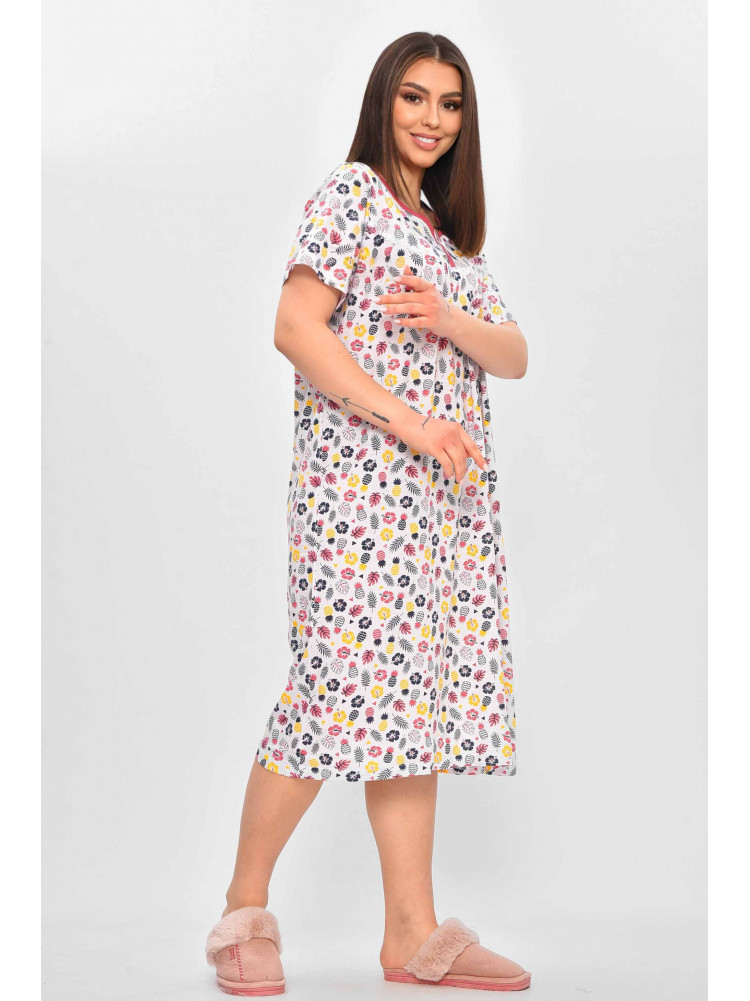Ночная рубашка женская полубатальная белого цвета с принтом 303 209639C