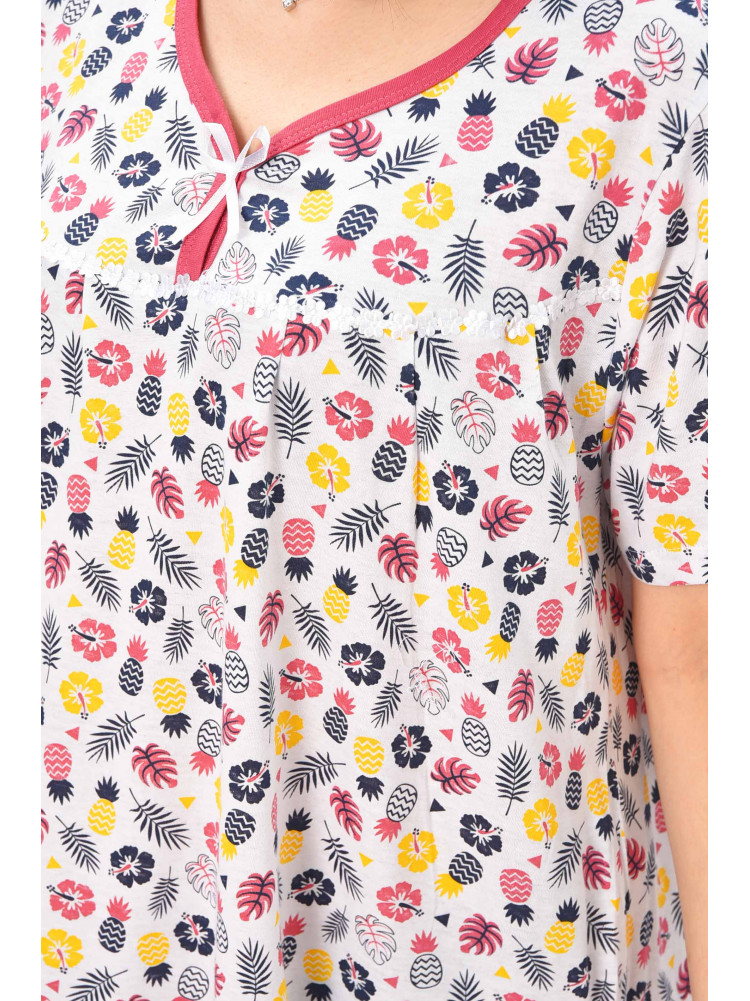 Ночная рубашка женская полубатальная белого цвета с принтом 303 209639C