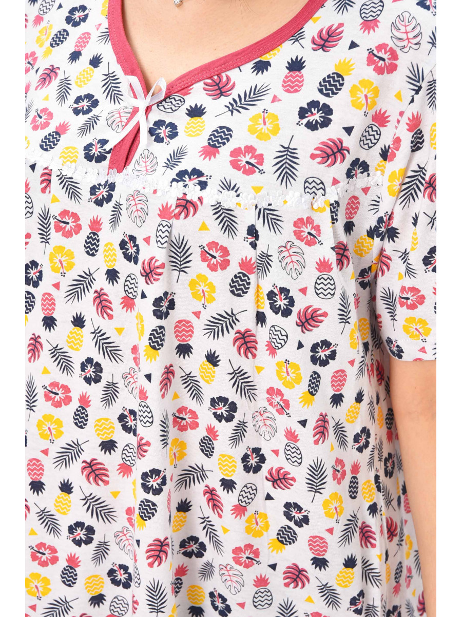 Ночная рубашка женская полубатальная белого цвета с принтом 303 209639C