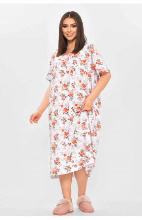 Ночная рубашка женская полубатальная белого цвета с принтом 303 209640C