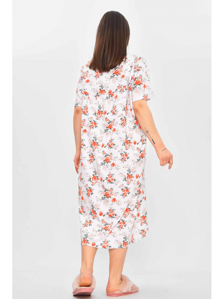 Ночная рубашка женская полубатальная белого цвета с принтом 303 209640C