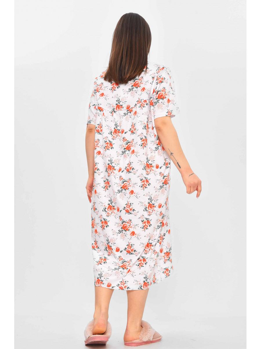 Ночная рубашка женская полубатальная белого цвета с принтом 303 209640C