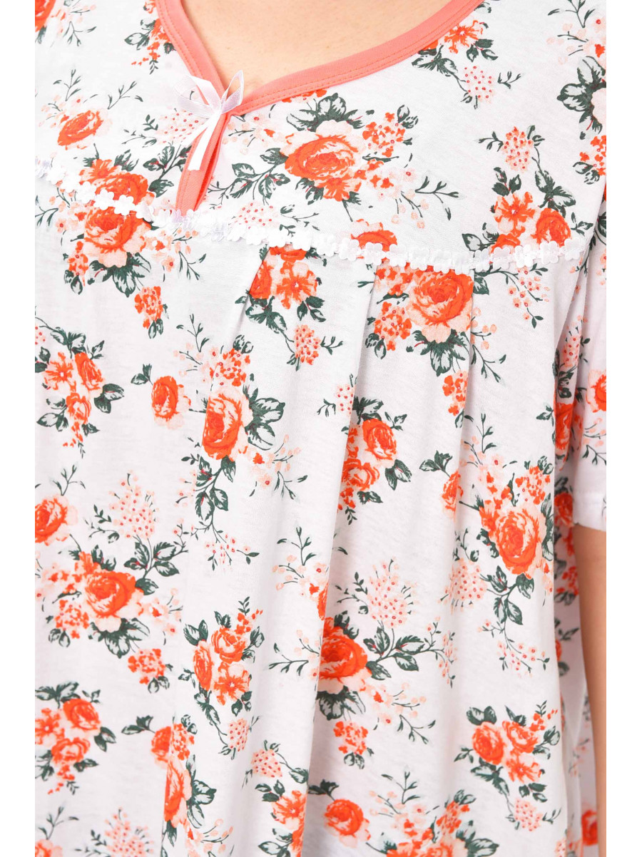 Ночная рубашка женская полубатальная белого цвета с принтом 303 209640C