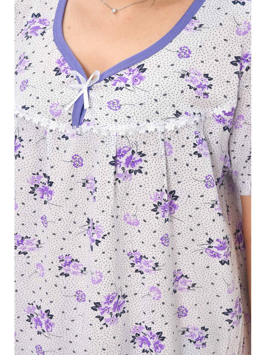 Ночная рубашка женская полубатальная белого цвета с принтом 303 209641C