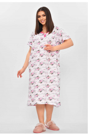 Ночная рубашка женская полубатальная белого цвета с принтом 303 209642C