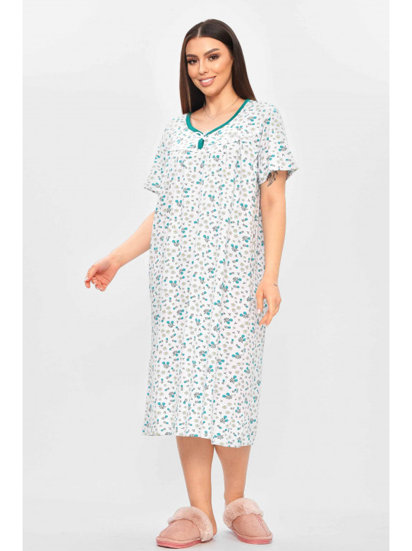 Ночная рубашка женская полубатальная белого цвета с принтом 303 209643C