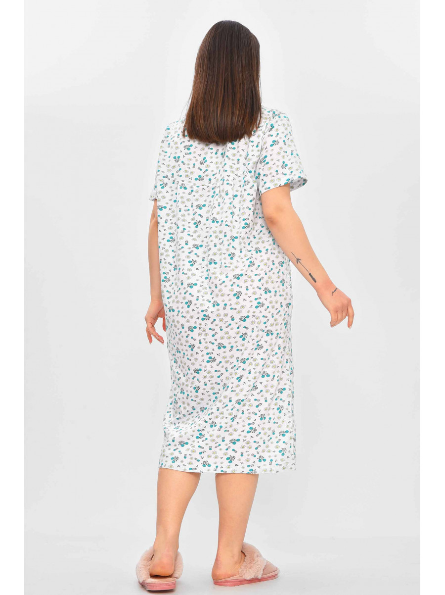 Ночная рубашка женская полубатальная белого цвета с принтом 303 209643C