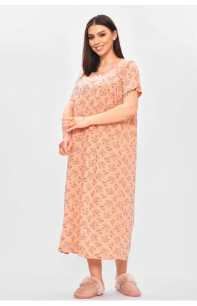 Ночная рубашка женская полубатальная пудрового цвета с принтом 132 209645C