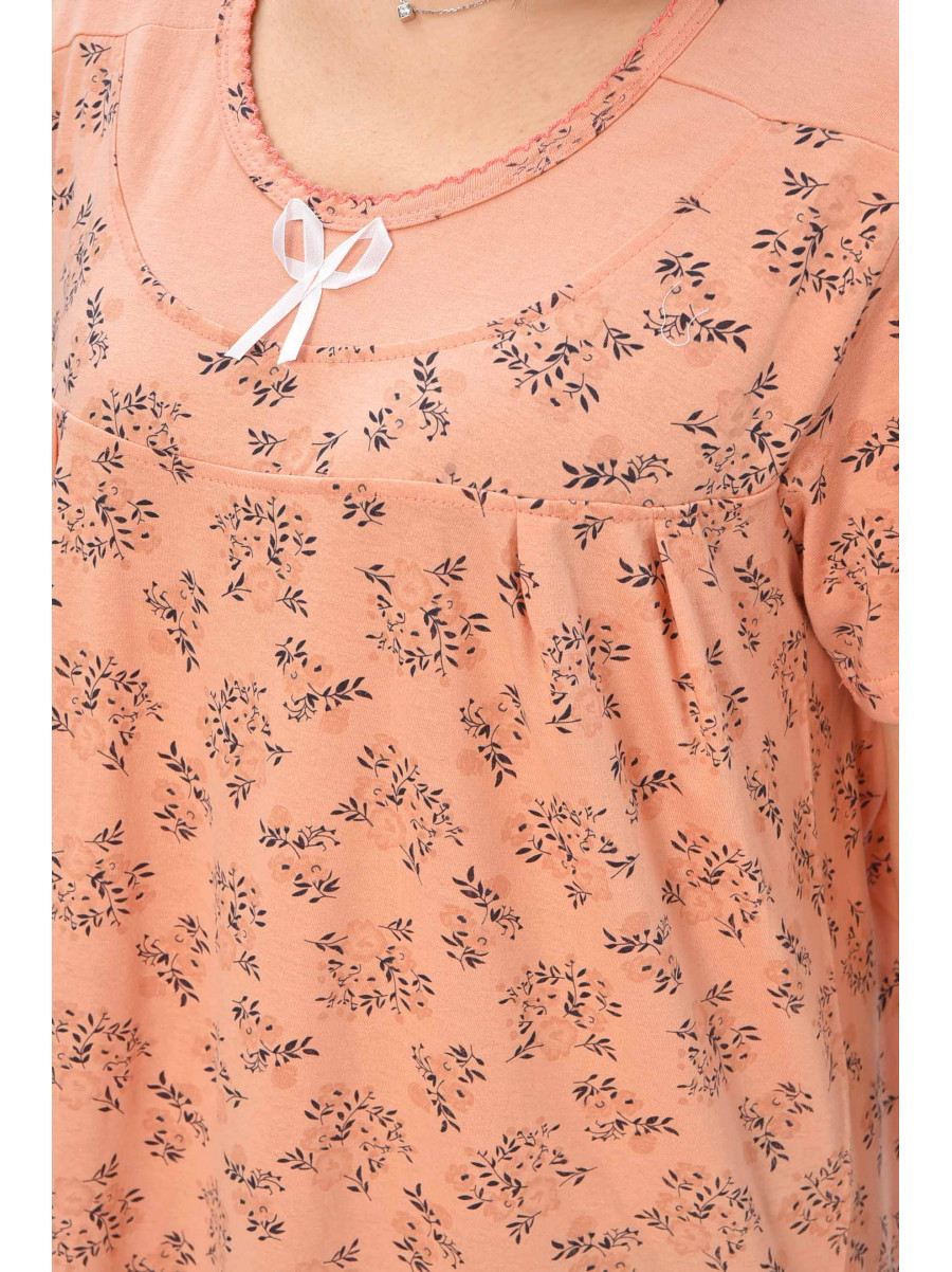 Ночная рубашка женская полубатальная пудрового цвета с принтом 132 209645C