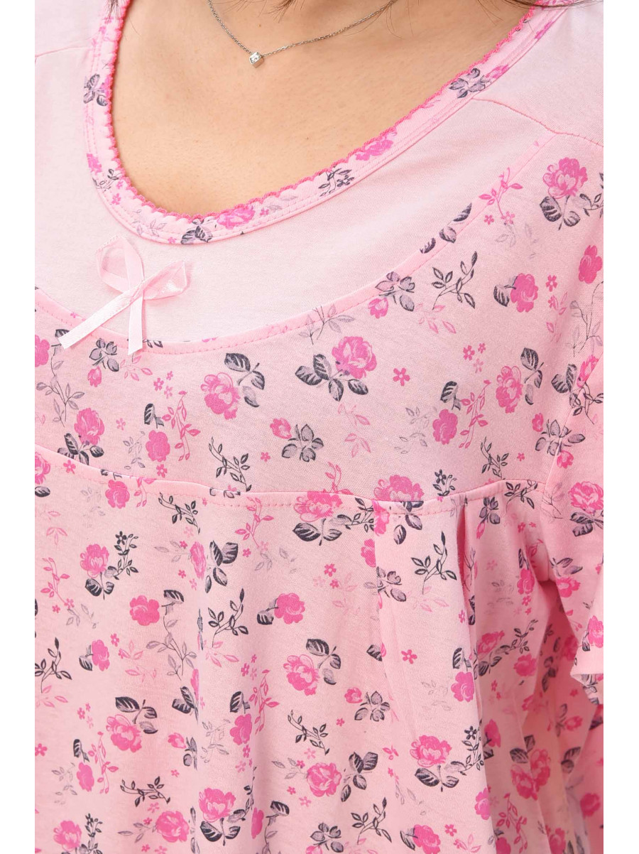 Ночная рубашка женская полубатальная розового цвета с принтом 132 209646C