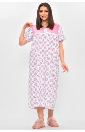 Ночная рубашка женская полубатальная белого цвета с принтом 101 209647C