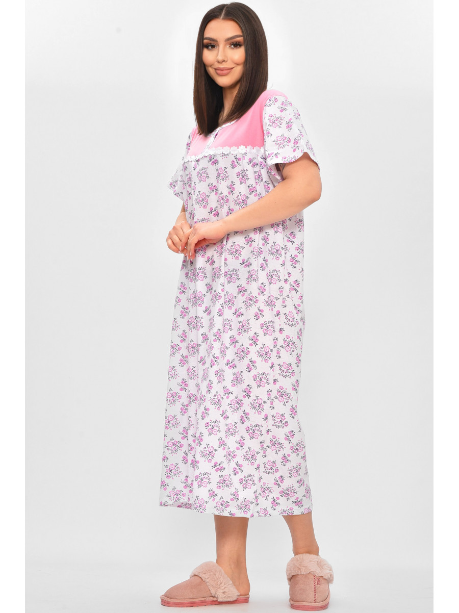 Ночная рубашка женская полубатальная белого цвета с принтом 101 209647C