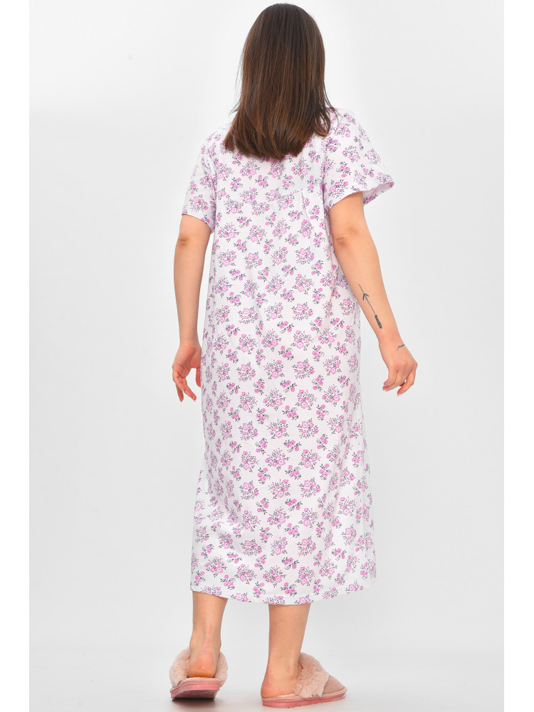 Ночная рубашка женская полубатальная белого цвета с принтом 101 209647C