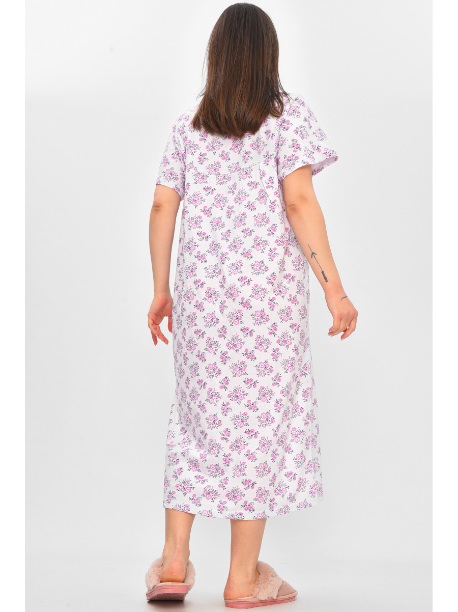 Ночная рубашка женская полубатальная белого цвета с принтом 101 209647C