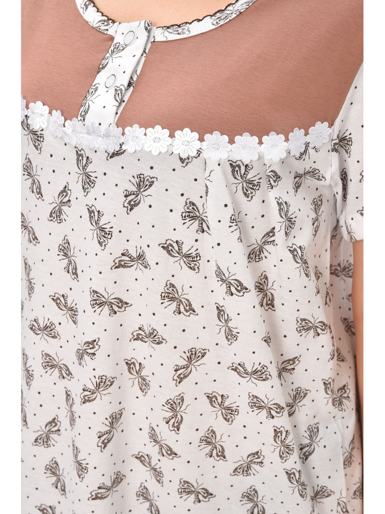 Ночная рубашка женская полубатальная белого цвета с принтом 101 209648C