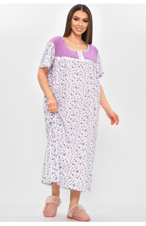 Ночная рубашка женская полубатальная белого цвета с принтом 101 209649C
