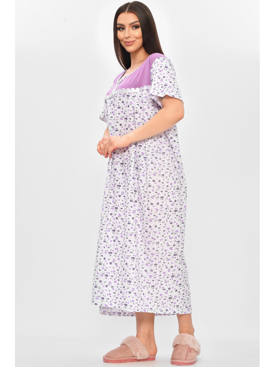 Ночная рубашка женская полубатальная белого цвета с принтом 101 209649C