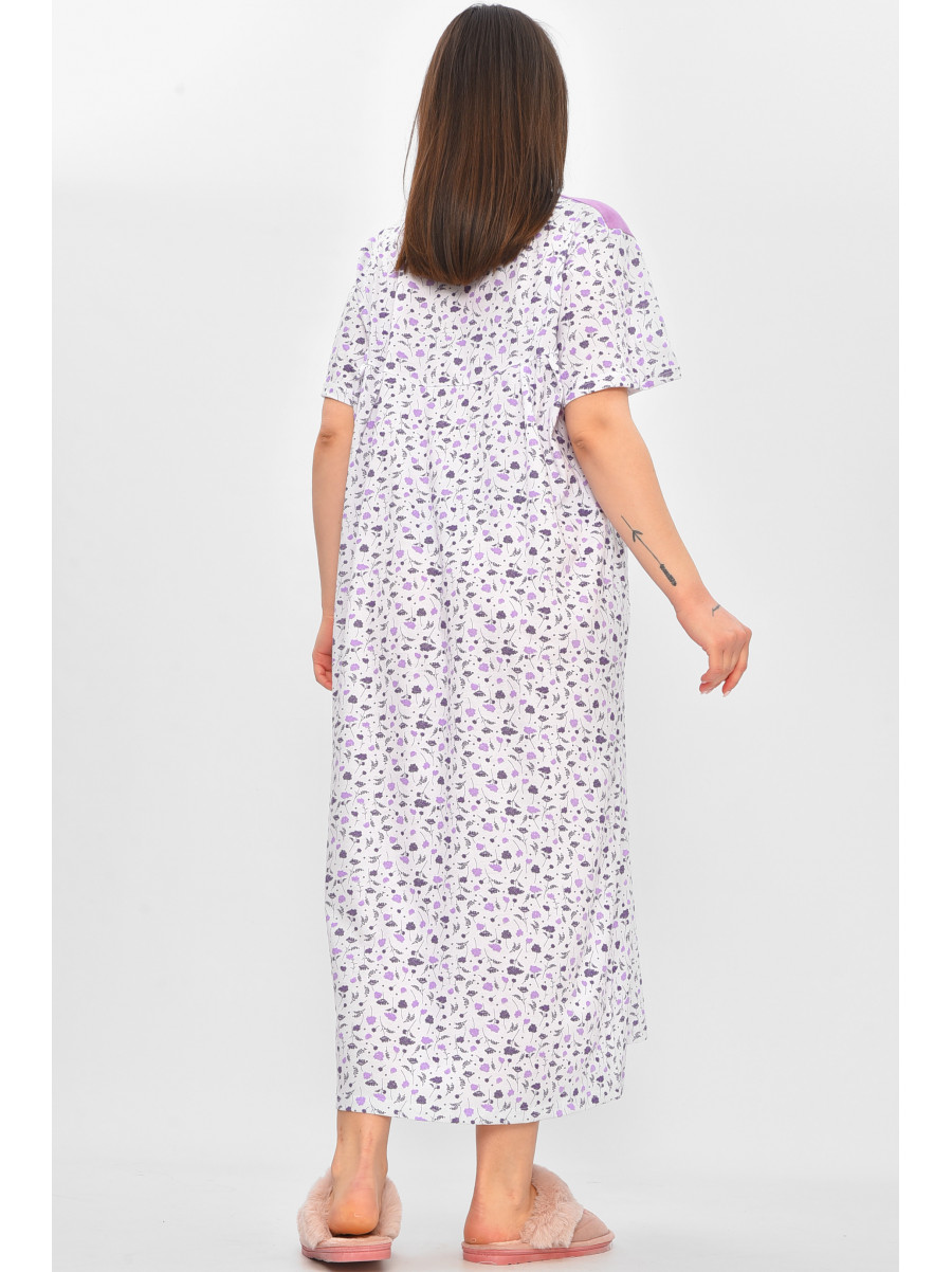 Ночная рубашка женская полубатальная белого цвета с принтом 101 209649C