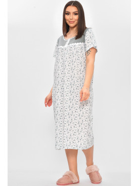 Ночная рубашка женская полубатальная белого цвета с принтом 101 209650C Ночная рубашка женская полубатальная белого цвета с принтом 101 209650C