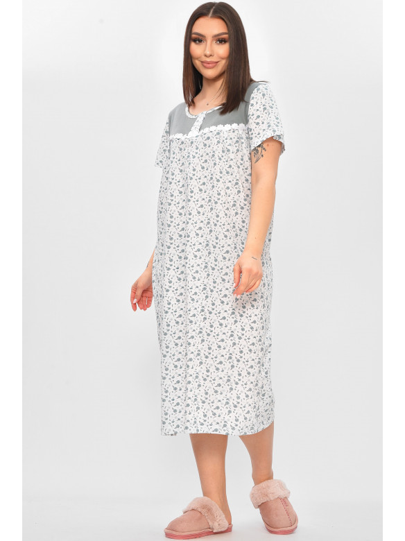 Ночная рубашка женская полубатальная белого цвета с принтом 101 209650C