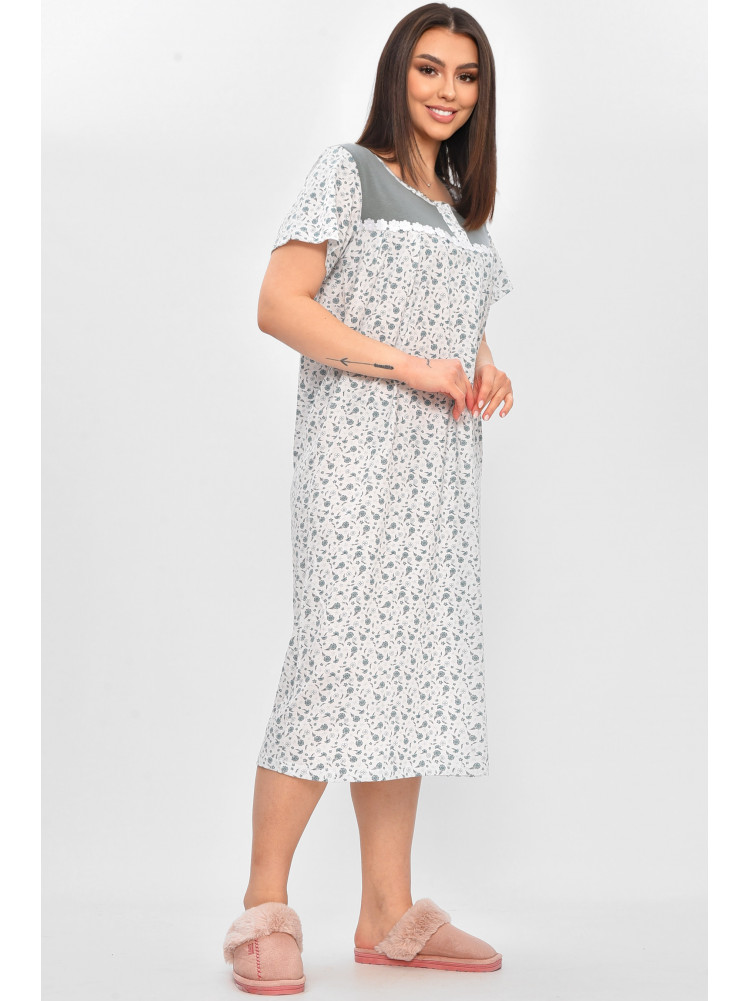 Ночная рубашка женская полубатальная белого цвета с принтом 101 209650C