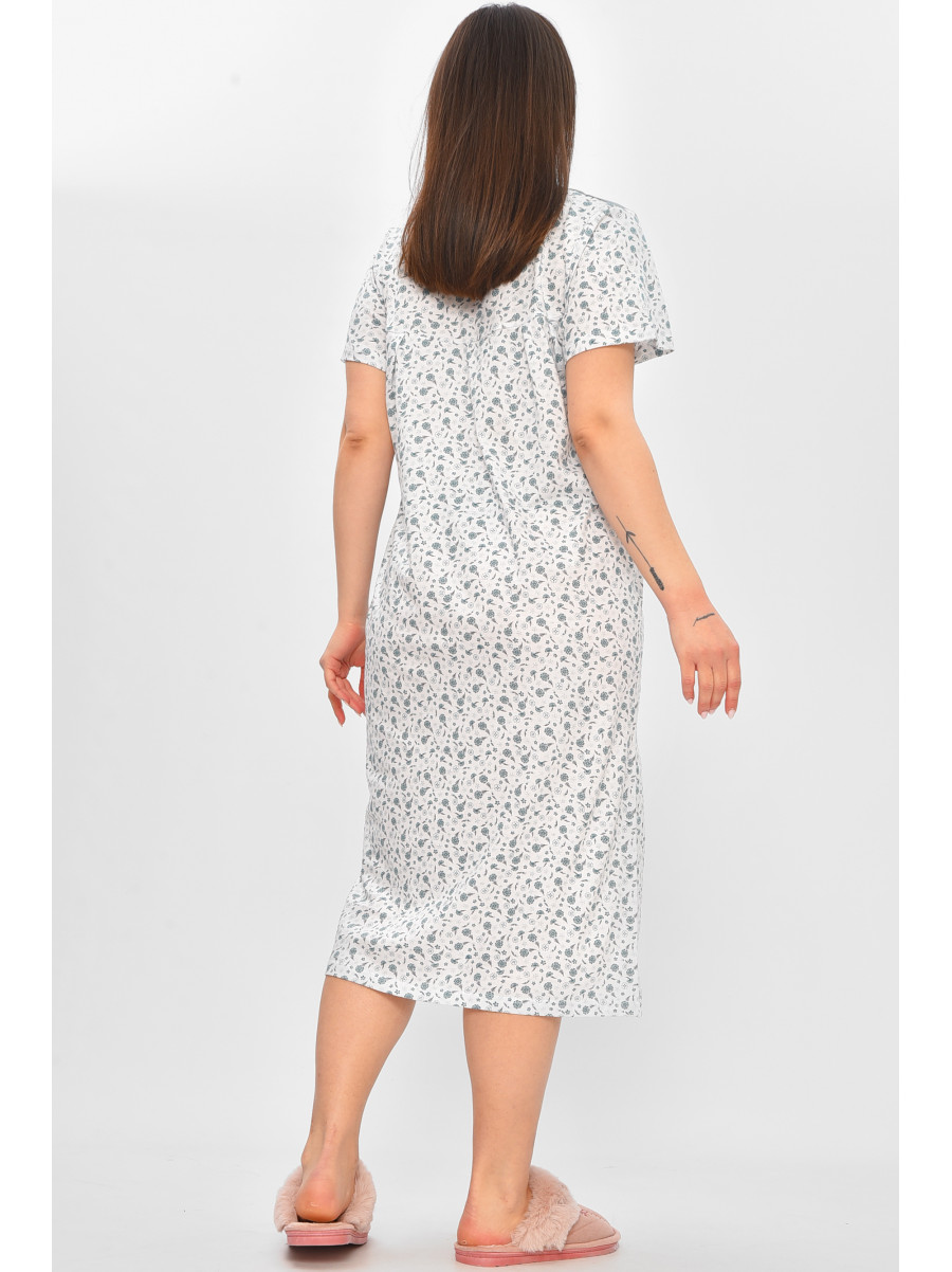 Ночная рубашка женская полубатальная белого цвета с принтом 101 209650C