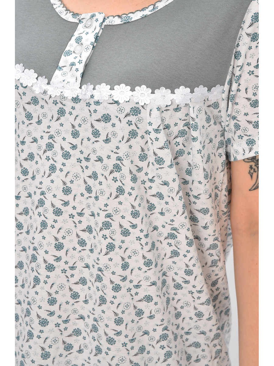 Ночная рубашка женская полубатальная белого цвета с принтом 101 209650C