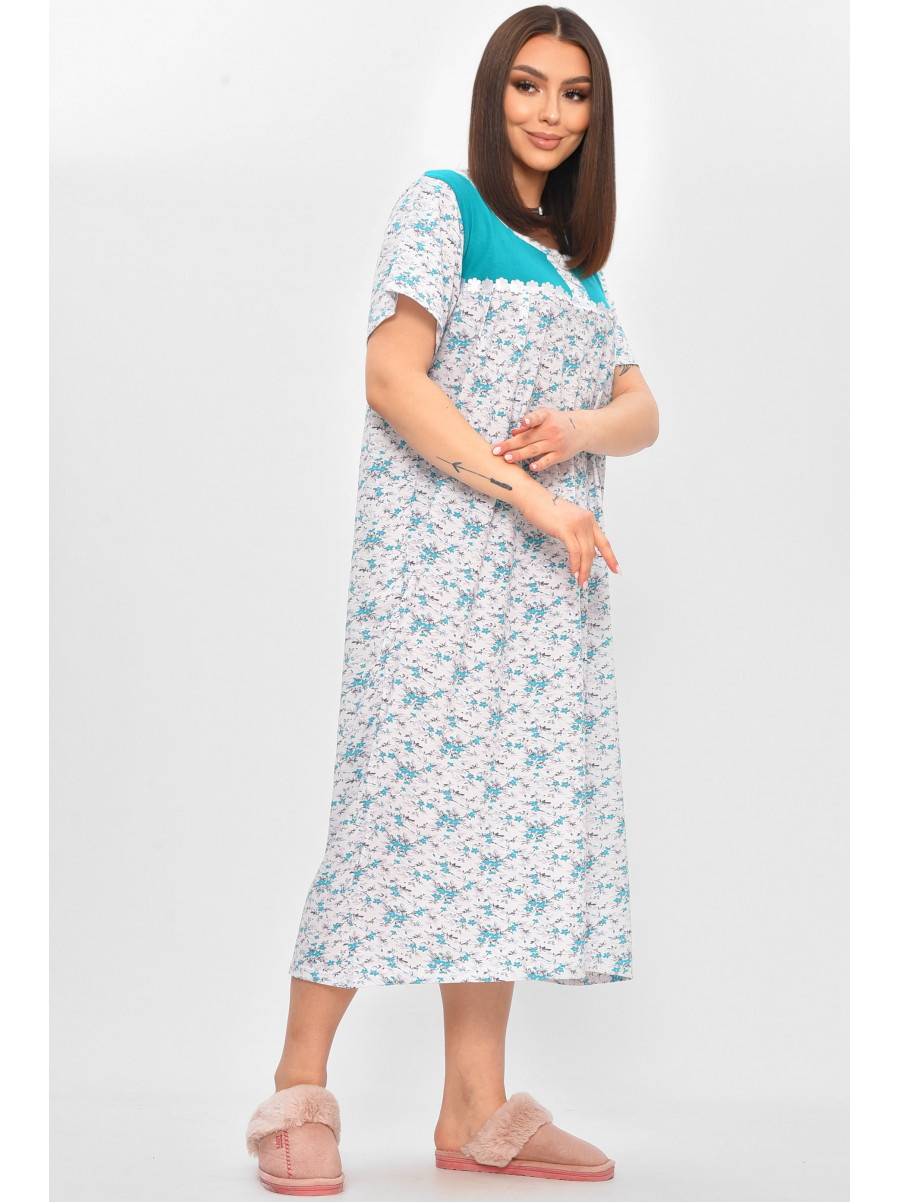 Ночная рубашка женская полубатальная белого цвета с принтом 101 209651C