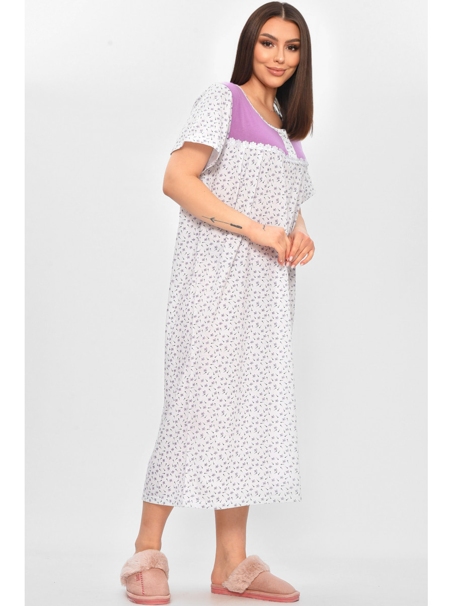 Ночная рубашка женская полубатальная белого цвета с принтом 101 209652C