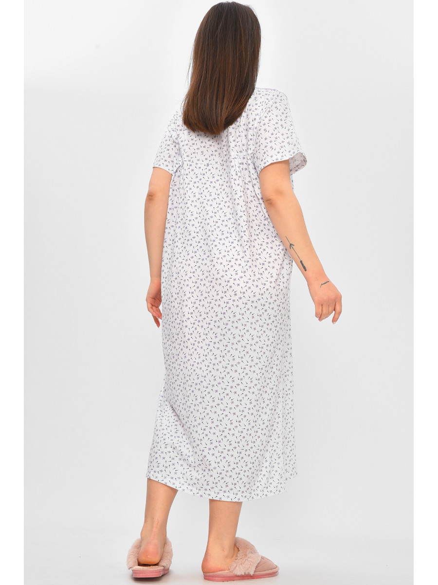 Ночная рубашка женская полубатальная белого цвета с принтом 101 209652C