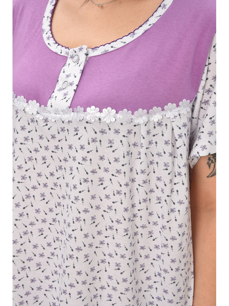 Ночная рубашка женская полубатальная белого цвета с принтом 101 209652C