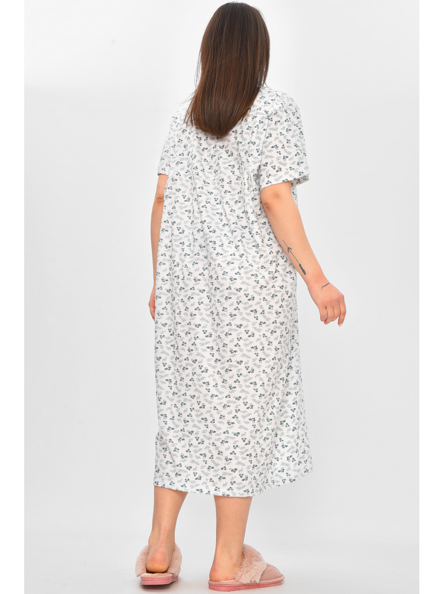 Ночная рубашка женская полубатальная белого цвета с принтом 101 209653C