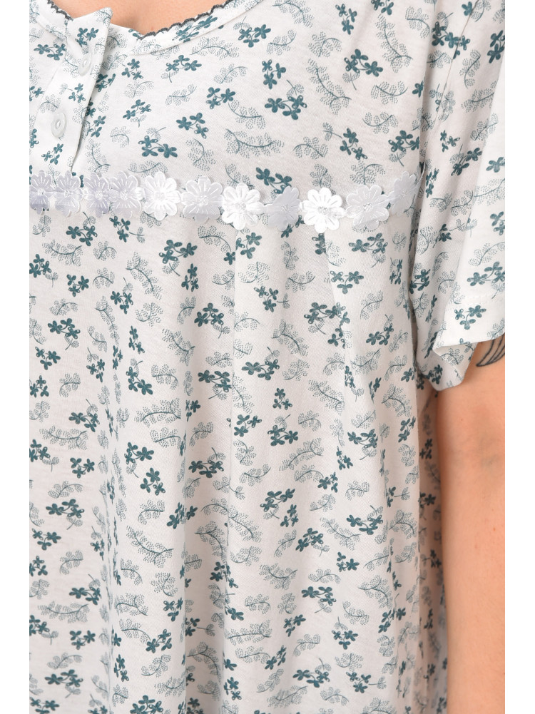 Ночная рубашка женская полубатальная белого цвета с принтом 101 209653C