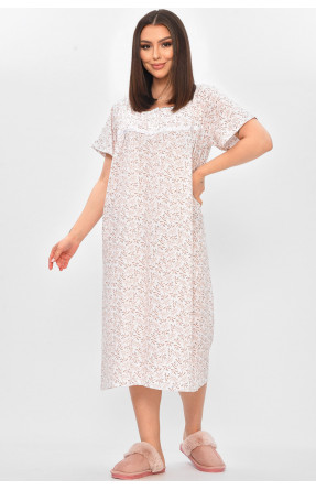 Ночная рубашка женская полубатальная белого цвета с принтом 101 209654C
