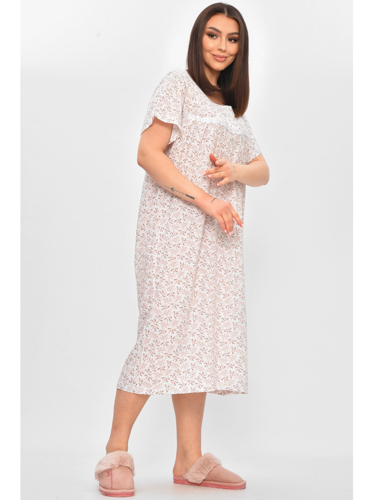 Ночная рубашка женская полубатальная белого цвета с принтом 101 209654C