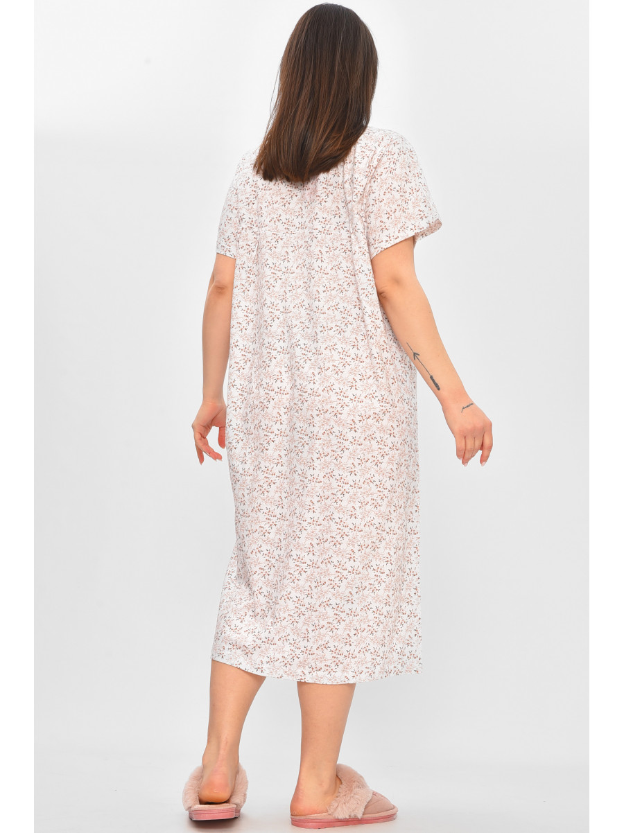 Ночная рубашка женская полубатальная белого цвета с принтом 101 209654C