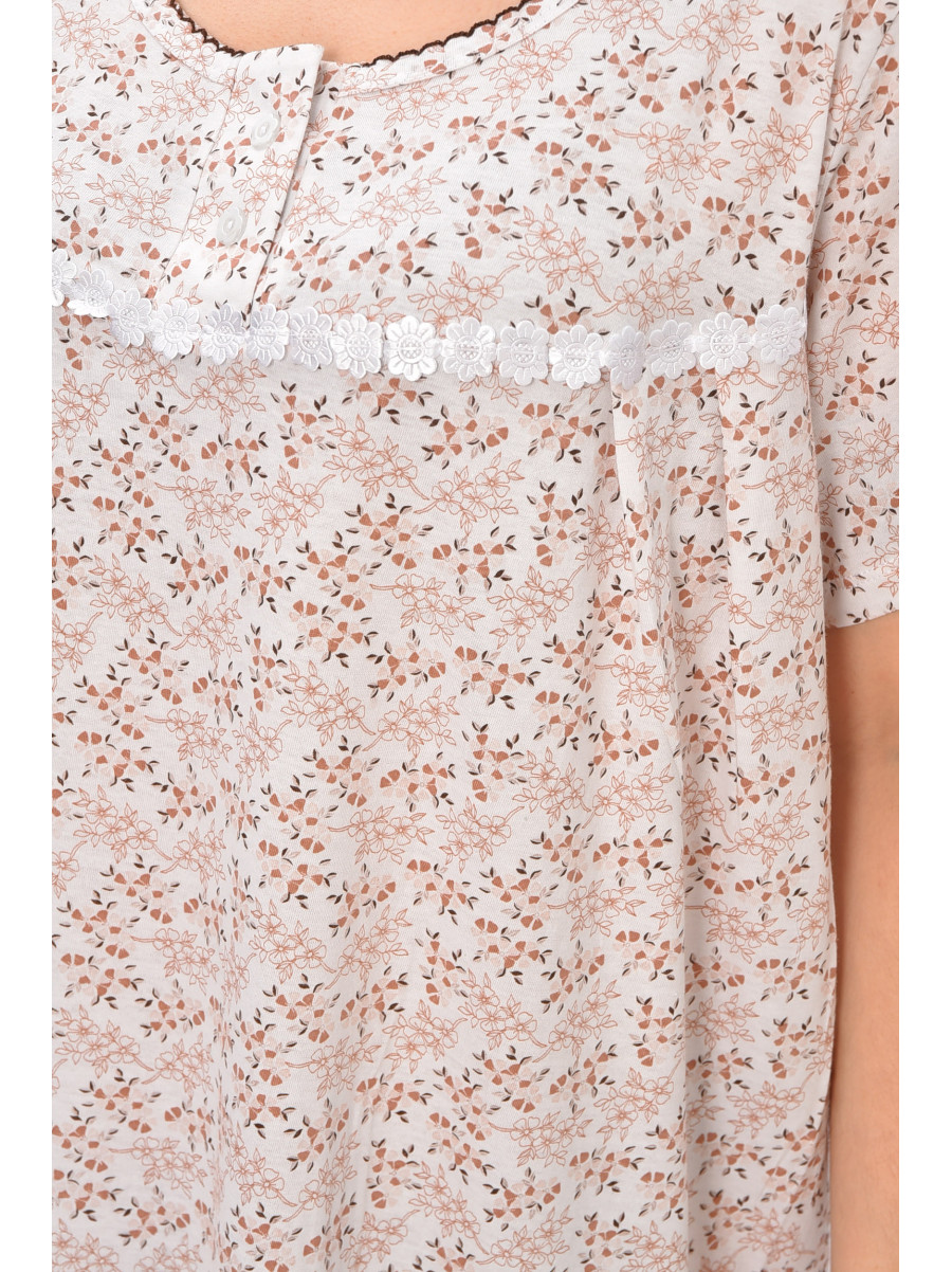 Ночная рубашка женская полубатальная белого цвета с принтом 101 209654C