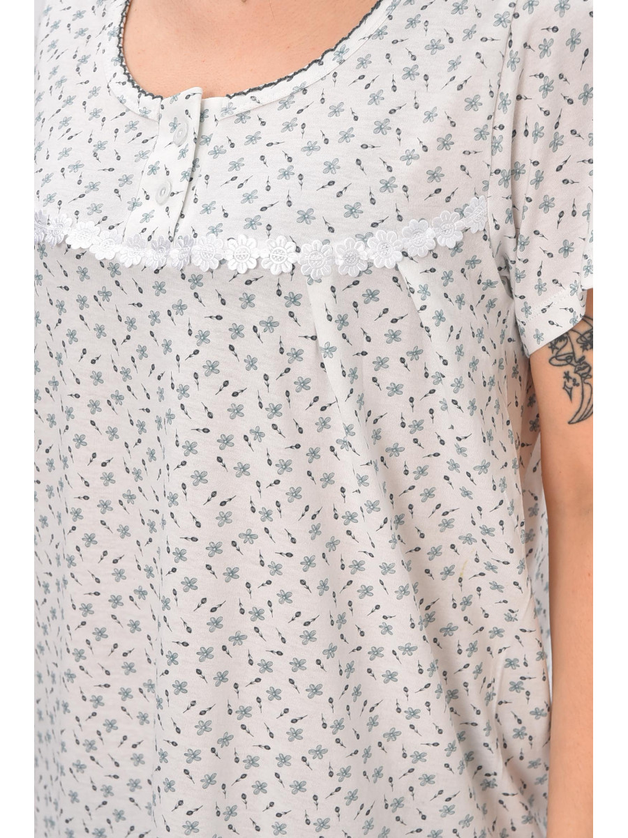 Ночная рубашка женская полубатальная белого цвета с принтом 101 209655C