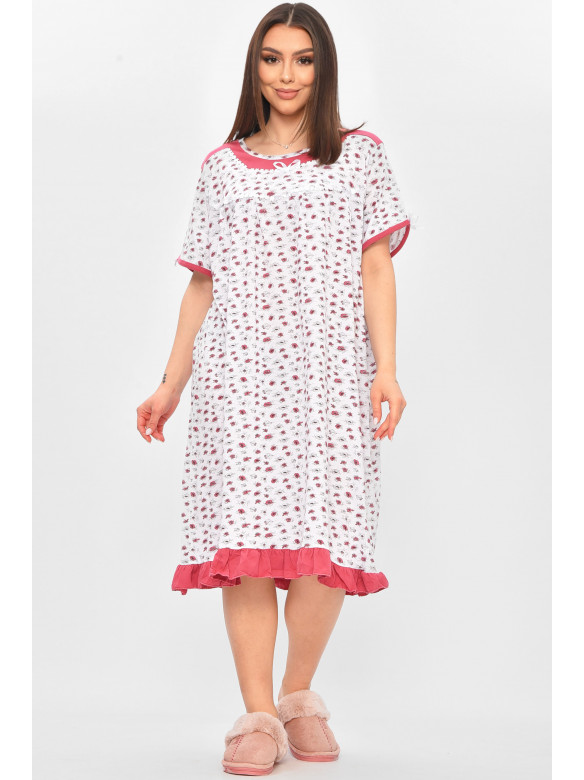 Ночная рубашка женская полубатальная белого цвета с принтом 1017 209656C