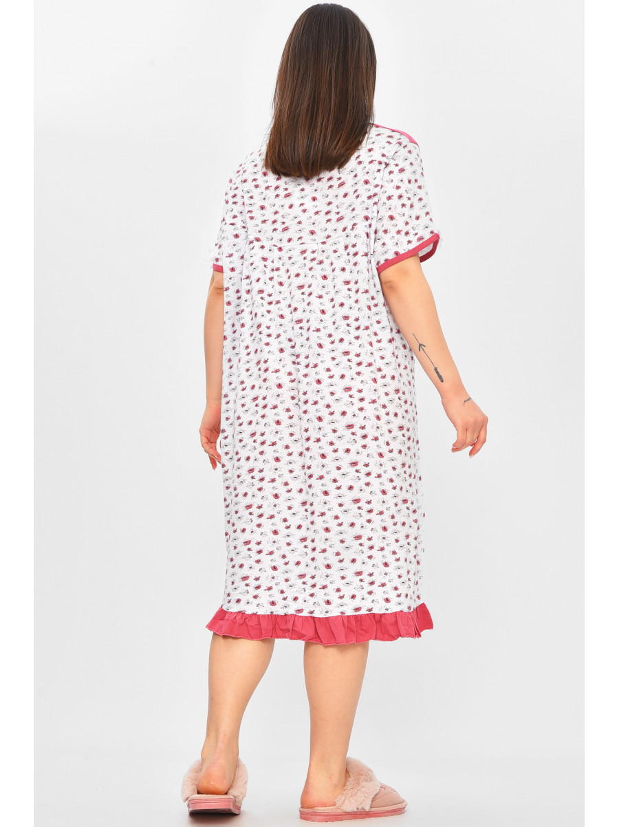 Ночная рубашка женская полубатальная белого цвета с принтом 1017 209656C
