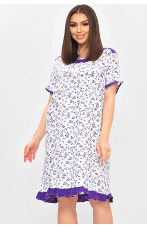 Ночная рубашка женская полубатальная белого цвета с принтом 1017 209658C