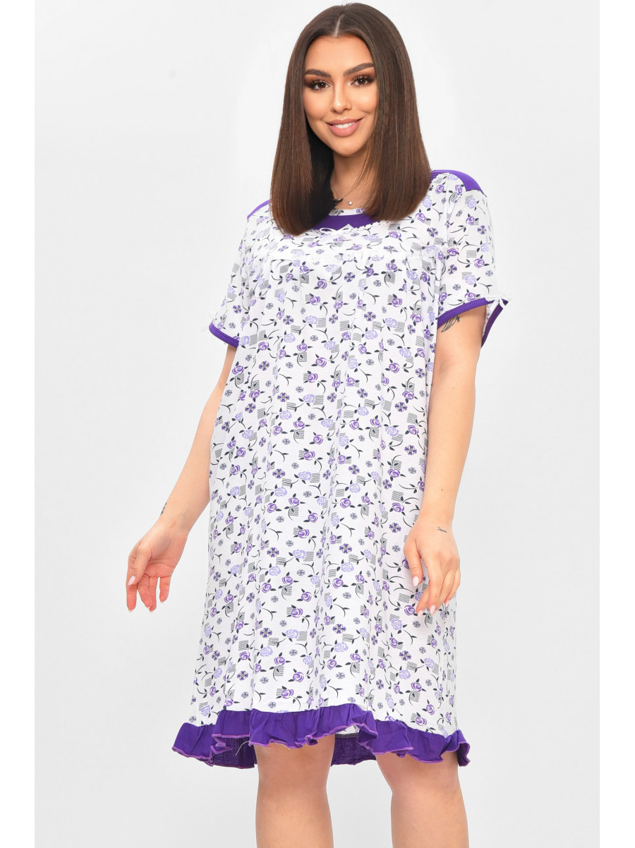 Ночная рубашка женская полубатальная белого цвета с принтом 1017 209658C