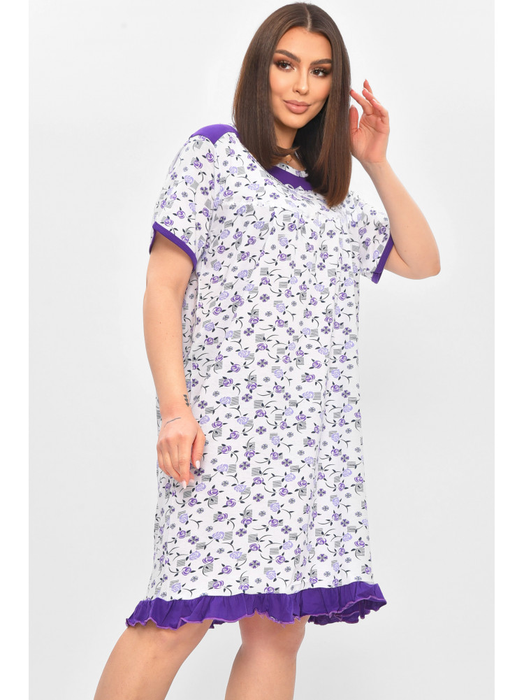 Ночная рубашка женская полубатальная белого цвета с принтом 1017 209658C