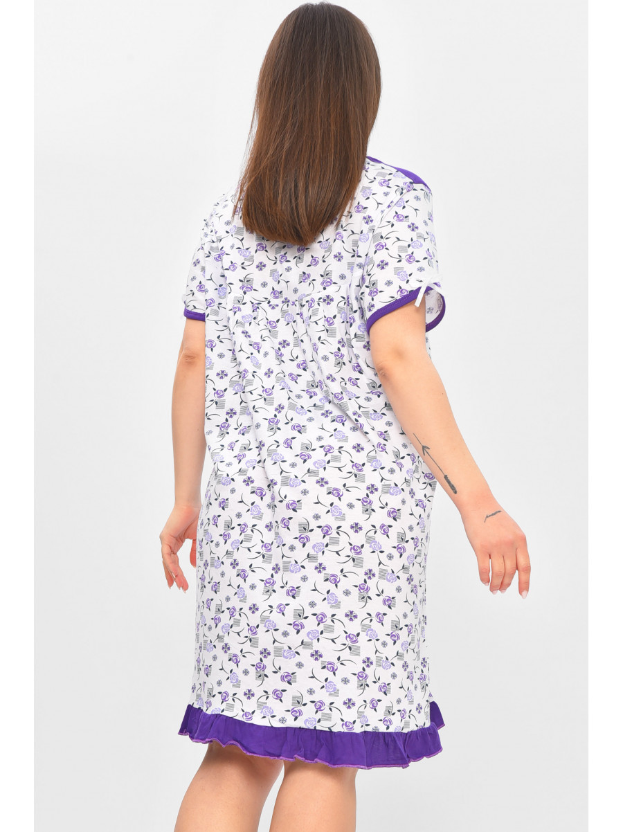 Ночная рубашка женская полубатальная белого цвета с принтом 1017 209658C