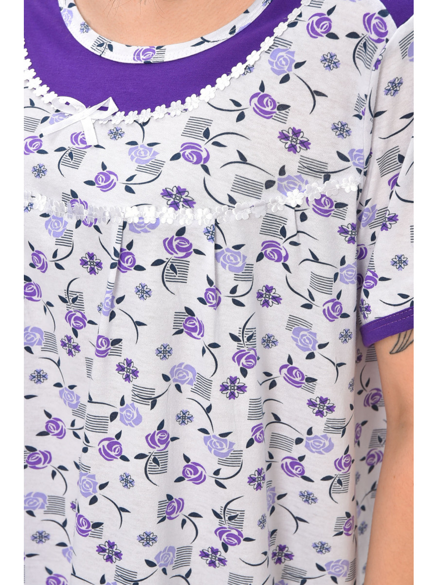 Ночная рубашка женская полубатальная белого цвета с принтом 1017 209658C
