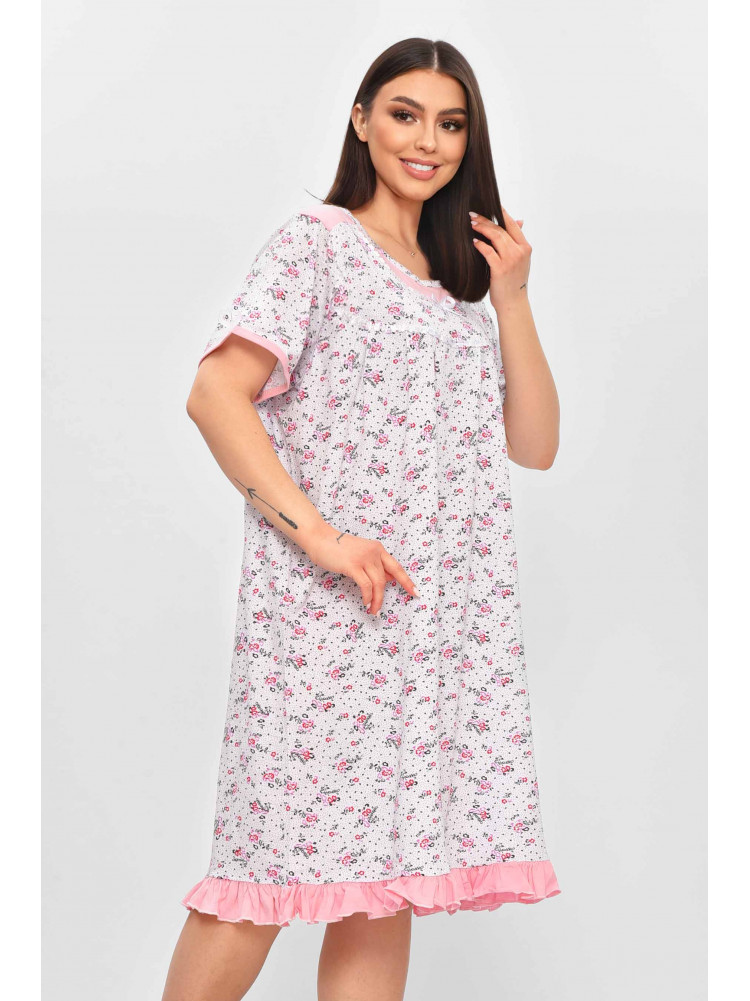 Ночная рубашка женская полубатальная белого цвета с принтом 1017 209659C