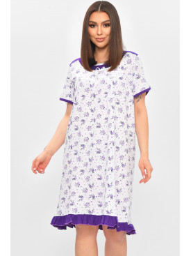 Нічна сорочка жіноча напівбатальна білого кольору з принтом 1017 209660C