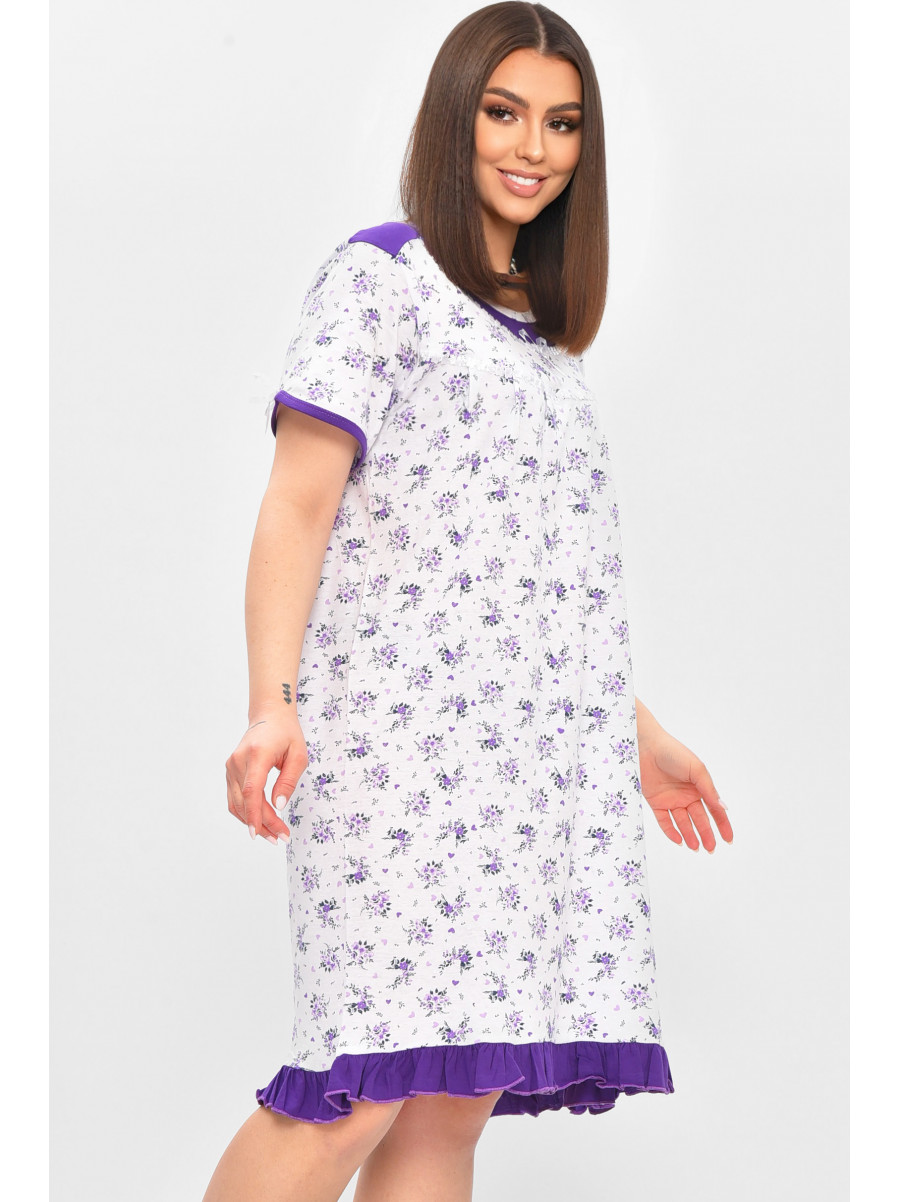 Ночная рубашка женская полубатальная белого цвета с принтом 1017 209660C