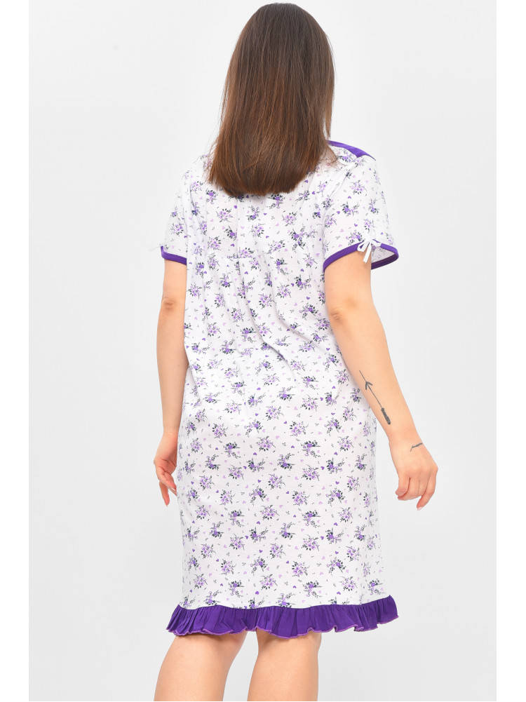 Ночная рубашка женская полубатальная белого цвета с принтом 1017 209660C