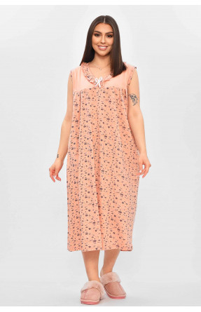 Ночная рубашка женская полубатальная пудрового цвета с принтом 0103 209667C